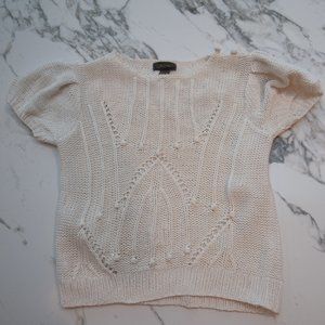 Vintage 80's Epitome Cotton Knitted Short Sleeve White Sweater Size L